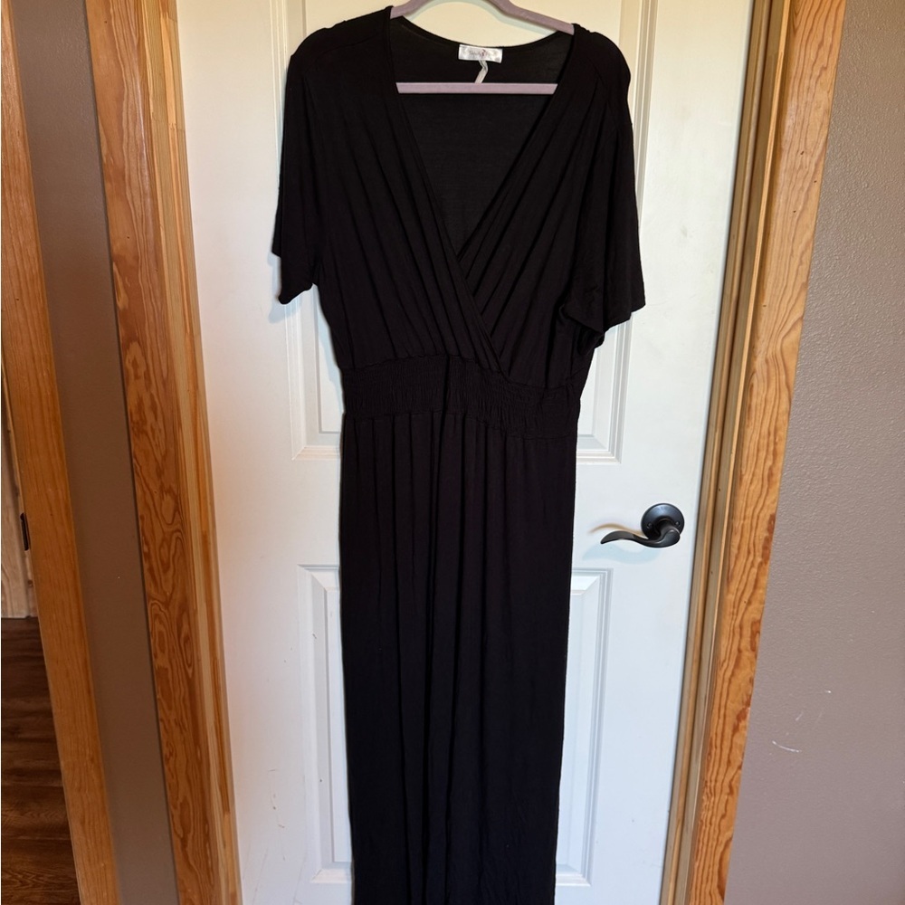 Perfectly Priscilla Size XL/XXL Women Black Maxi‎ Dress With Pockets